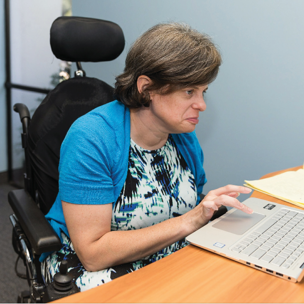 person with disabilities at computer