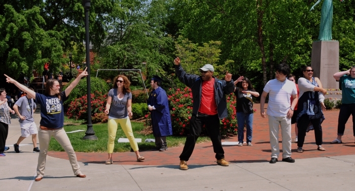 UNCG Beyond Academics students surprised the crowd with a flash mob