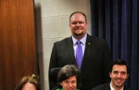 Senator Tamara Barringer (front, left), Senator Ralph Hise (back), Senator Jeff Jackson (front, right), and Council Member Carrie Ambrose were present at the ABLE Act press conference at the NC General Assembly on Tuesday, March 24, 2015.
